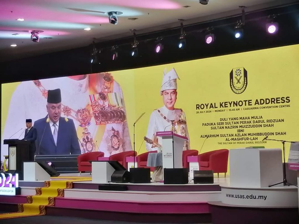 Sultan Perak Suoltan Nazrin Muizzuddin Shah saat memberikan pidatonya.