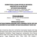 Pengumuman Perpanjangan Waktu Pendaftaran Penerima Beasiswa KIP Kuliah UIN Antasari 2024