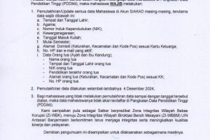 Pemutakhiran Data Mahasiswa melalui SIAKAD UIN Antasari Banjarmasin