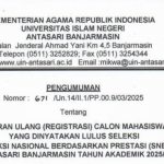 Pengumuman Daftar Ulang Calon Mahasiswa Baru Jalur SNBP 2025.