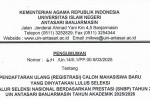 Pengumuman Daftar Ulang Calon Mahasiswa Baru Jalur SNBP 2025.